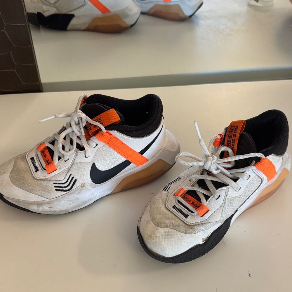 Nike Kids Zoom Crossover White and Orange Sneakers